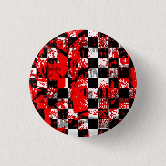 Paint Splatter Checkerboard Graphic Button (Front)