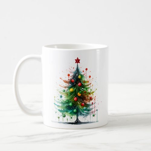 Paint splatter Christmas tree coffee mug