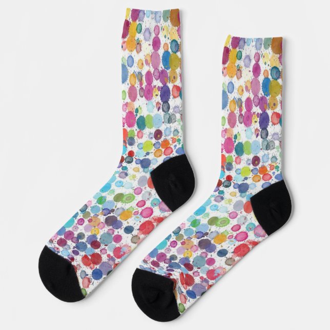 Paint Splatter Colorful Dots Socks (Left)