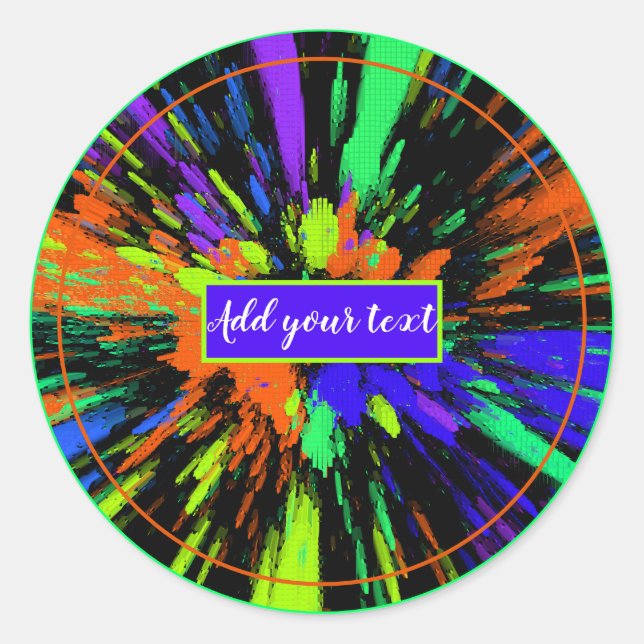 Paint Splatter Colorful Neon Personalized Classic Round Sticker (Front)