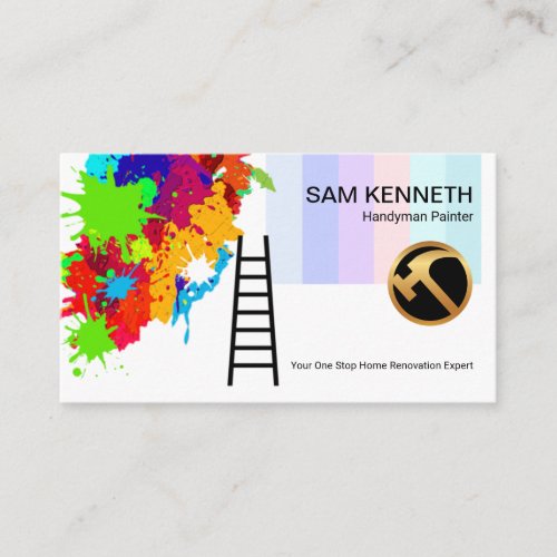 Paint Splatter Colorful Painted Wall Handyman Business Card