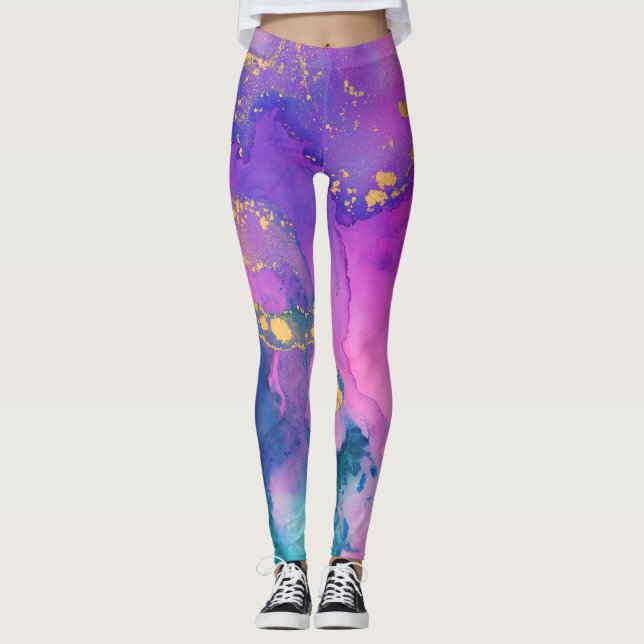 Paint Splatter Cotton Candy Fields Leggings (Front)