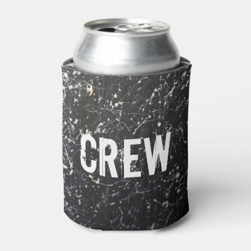 Paint Splatter CREW  Charcoal and White Can Cooler