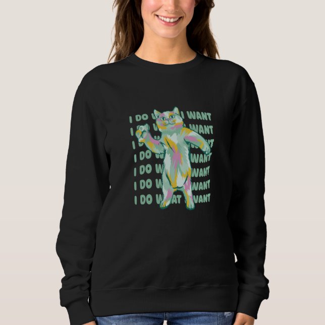 Paint Splatter Dancing Cat Graphic Sweatshirt (Front)