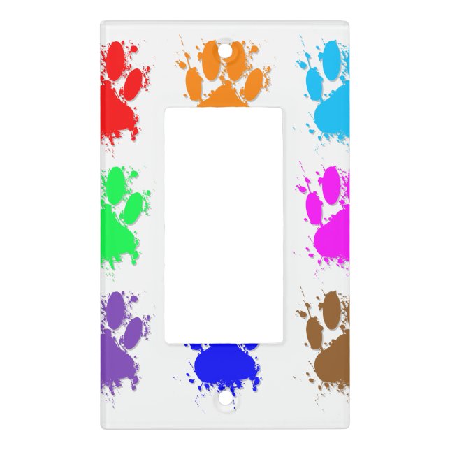 Paint Splatter Dog Paw Pattern Light Switch Cover (Front)