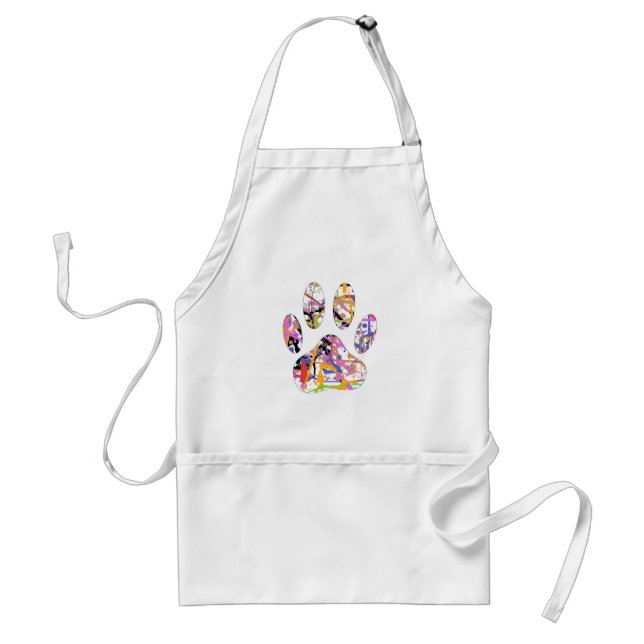 Paint Splatter Dog Paw Print Adult Apron (Front)