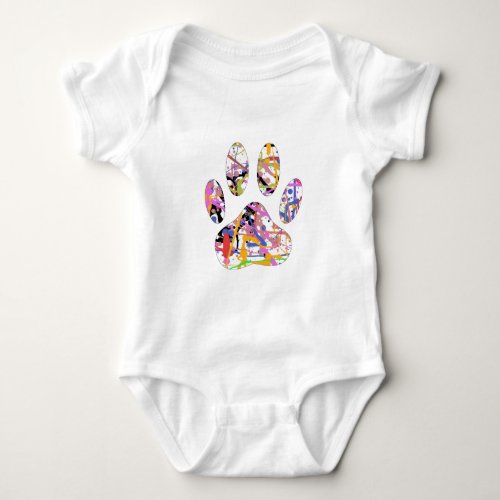 Paint Splatter Dog Paw Print Baby Bodysuit