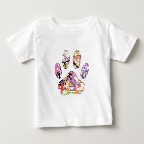 Paint Splatter Dog Paw Print Baby T_Shirt