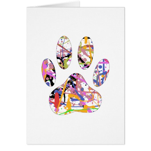 Paint Splatter Dog Paw Print Cards (Front)