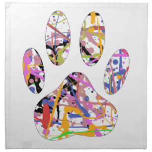 Paint Splatter Dog Paw Print Cloth Napkin