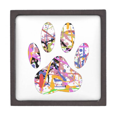 Paint Splatter Dog Paw Print Gift Box