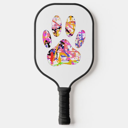 Paint Splatter Dog Paw Print Heart Pickleball Paddle