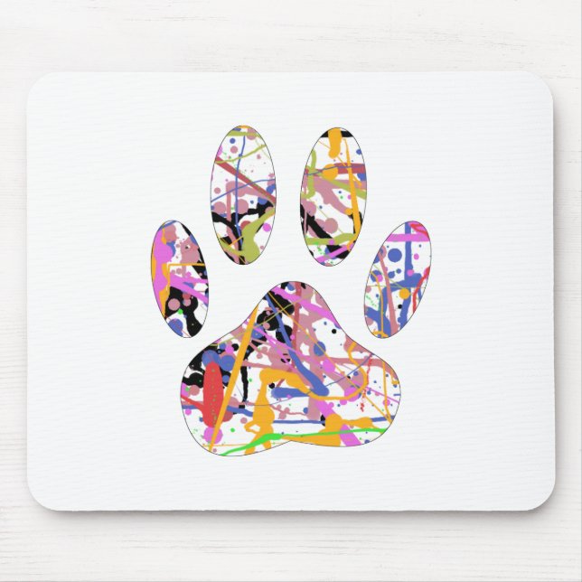 Paint Splatter Dog Paw Print Mouse Pad (Front)