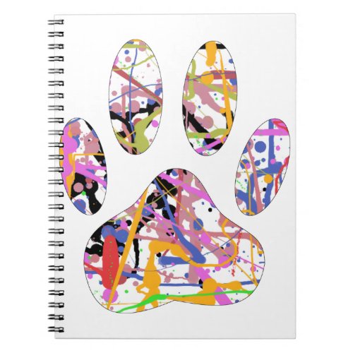 Paint Splatter Dog Paw Print Notebook