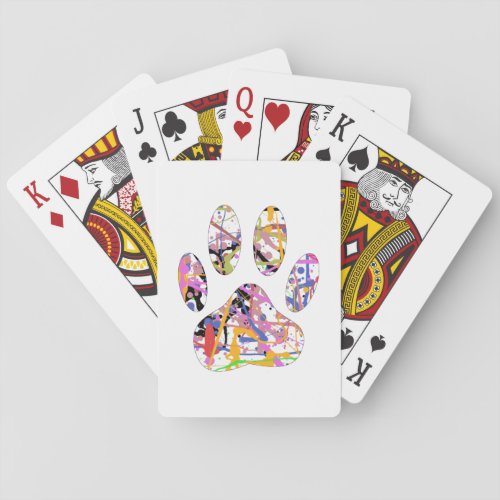 Paint Splatter Dog Paw Print Poker Cards