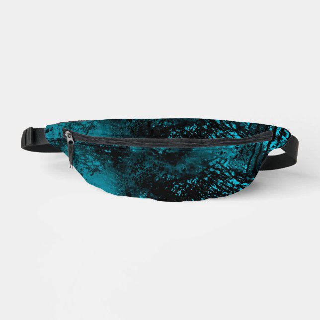 Paint Splatter Effect Blue & Black  Fanny Pack (Front)