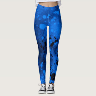 Paint Splatter effect Blue & Black  Leggings
