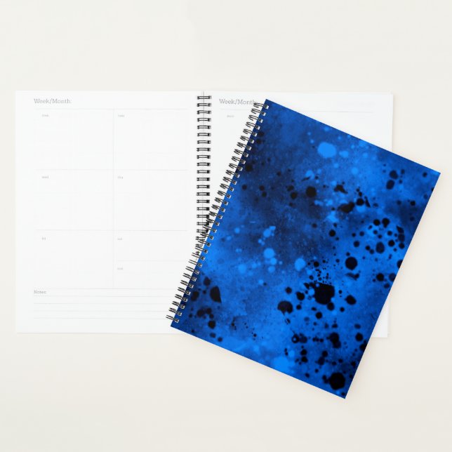 Paint Splatter Effect Blue & Black  Planner (Display)