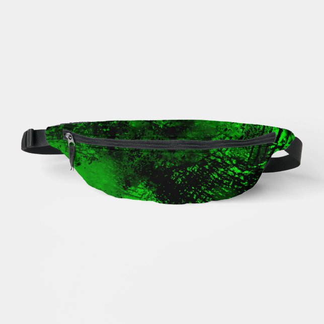 Paint Splatter Effect Green & Black  Fanny Pack (Front)