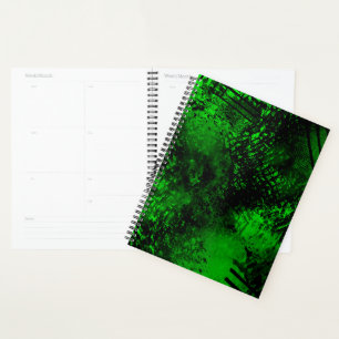 Paint Splatter effect Green  & Black Planner