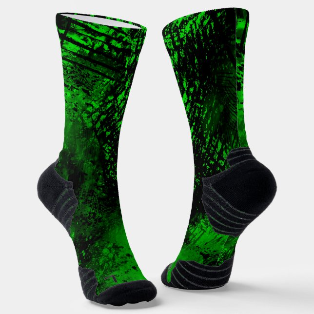 Paint Splatter Effect green & Black  Socks (Angled)