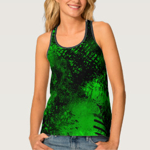 Paint Splatter effect green & Black  Tank Top