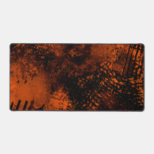 Paint Splatter effect Orange & Black   Desk Mat