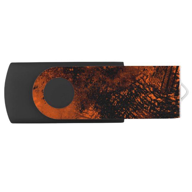 Paint Splatter effect Orange & Black  Flash Drive (Front)