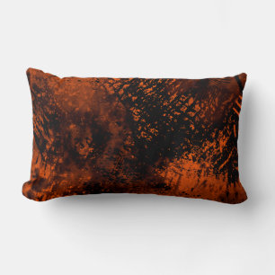 Paint Splatter effect Orange & Black Lumbar Pillow