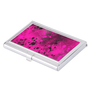 Paint Splatter Effect Pink & Black Business Card Case