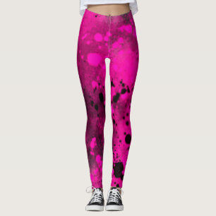 Paint Splatter effect Pink & Black Leggings