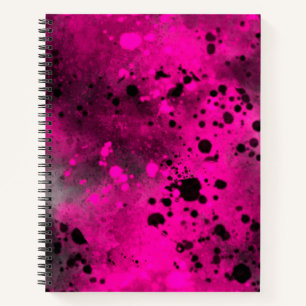 Paint Splatter Effect Pink & Black  Notebook