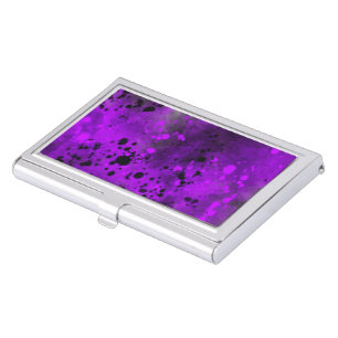 Paint Splatter Effect Purple & Black Business Card Case