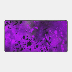 Paint Splatter effect Purple & Black Desk Mat