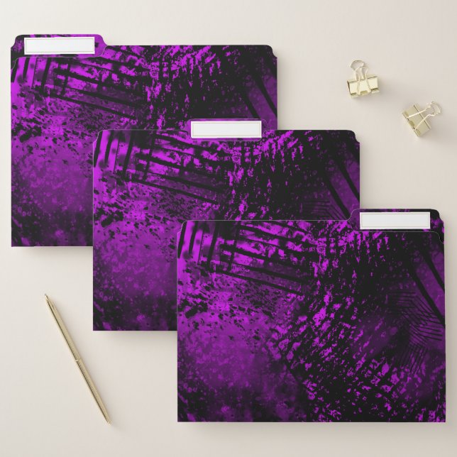 Paint Splatter effect Purple & Black  File Folder (Set)