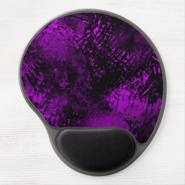 Paint Splatter effect Purple & Black Gel Mouse Pad (Front)