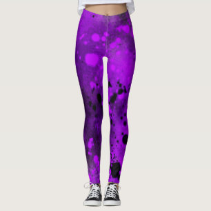 Paint Splatter effect Purple & Black Leggings