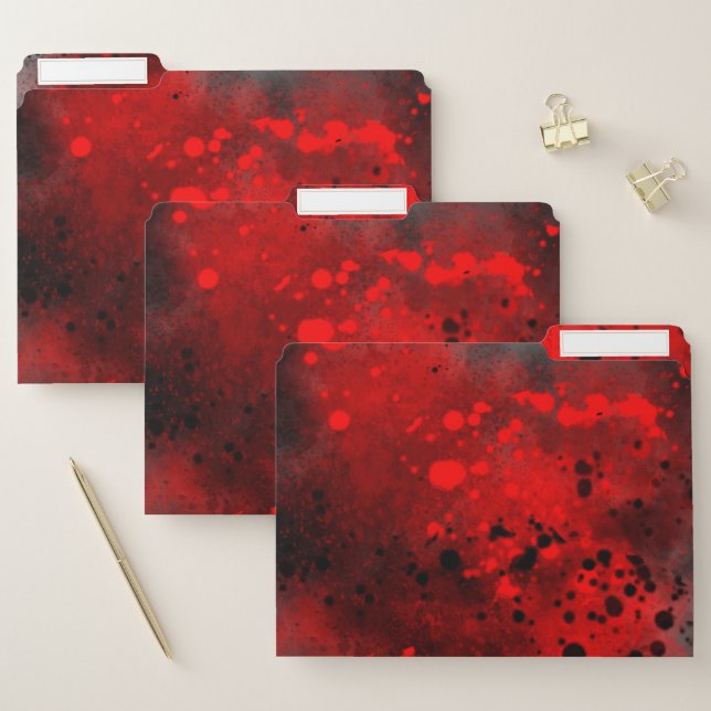 Paint Splatter Effect Red & Black  File Folder (Set)