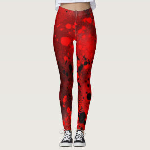 Paint Splatter effect Red & Black  Leggings
