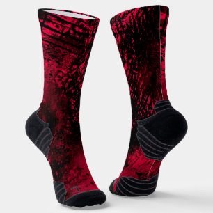 Paint Splatter Effect Red & Black Socks