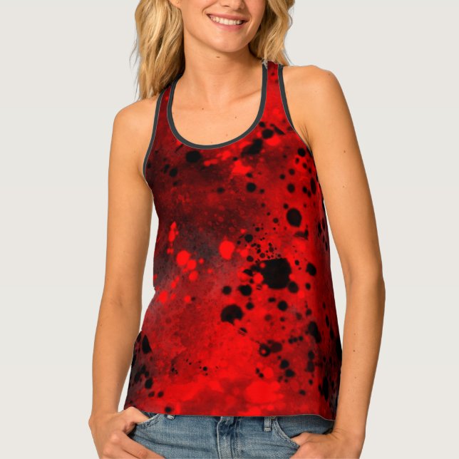 Paint Splatter effect Red & Black Tank Top (Front)