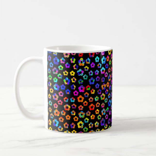 Paint Splatter Flowers Coffee Mug (Left)