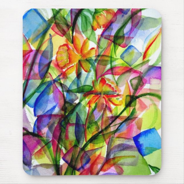 Paint Splatter Flowers Mouse Pad (Front)