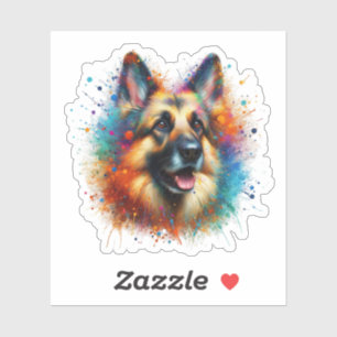 Paint Splatter German Shepherd Sticker