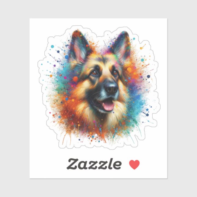 Paint Splatter German Shepherd Sticker (Sheet)