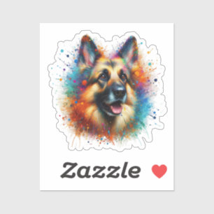 Paint Splatter German Shepherd Sticker