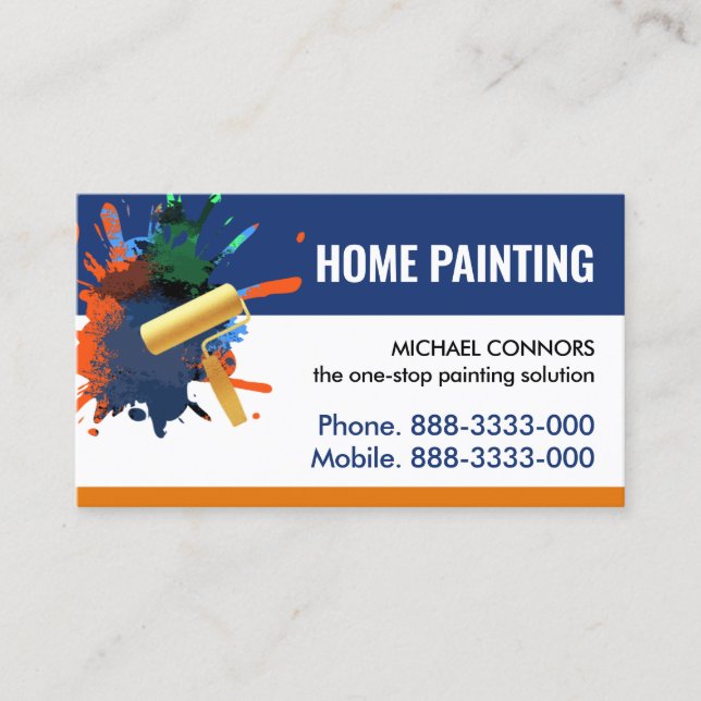 Paint Splatter Gold Brush On Wall Business Card (Front)