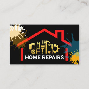 Paint Splatter Gold Handyman Tools Building Business Card