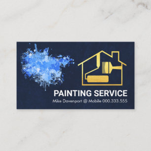 Paint Splatter Gold Home Brush Painting Business Card