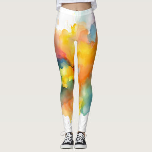 Paint Splatter Green, Yellow Leggings